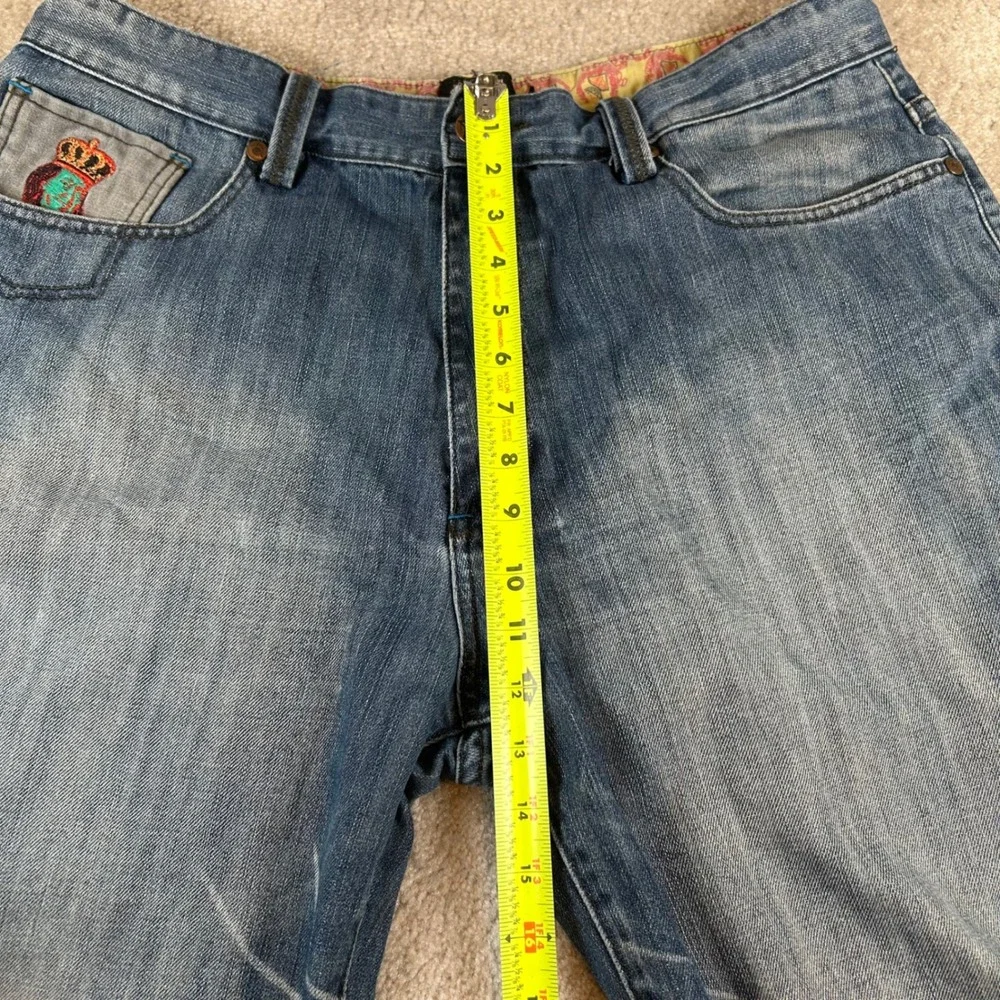 Hood Rich Jeans Men 38 Blue Denim Baggy Benjamin Franklin Embroidered Y2K Style